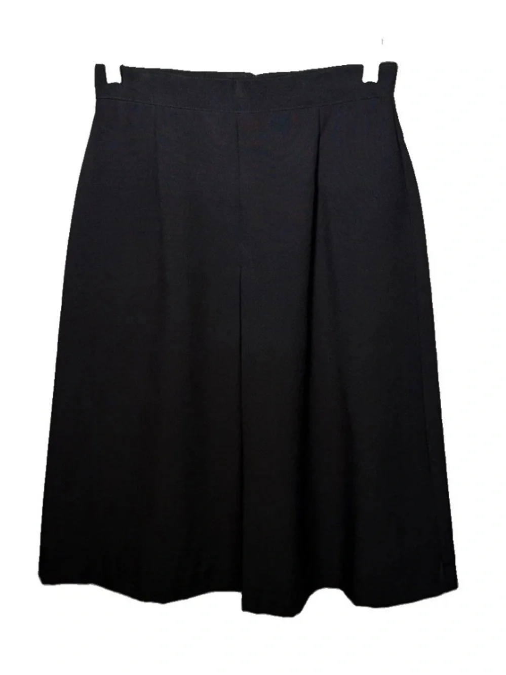 Vtg 80s Claude Women's Black Pleated Knee Length Skirt Size Small Button Detail